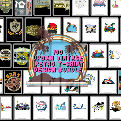100 Urban Vintage Retro T-Shirt Design Bundle - Volume 1 - Savvy Spot Online