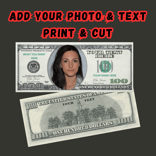 Editable dollar bill template front and back view for double sided printing in Canva