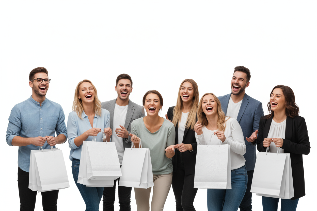 happy customers image only simple and clear cut out image white background. 