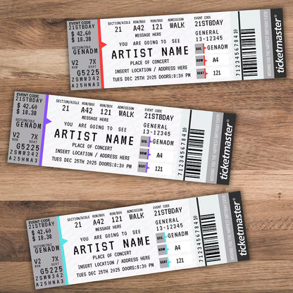 Ticketmaster Ticket | Concert Ticket Template | Surprise Concert Tickets | Birthday Gift | Custom Event Ticket | Gift for her/him
