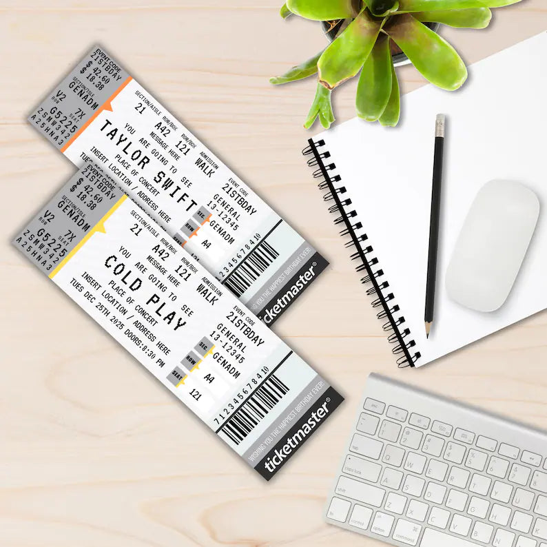 Ticketmaster Ticket | Concert Ticket Template | Surprise Concert Tickets | Birthday Gift | Custom Event Ticket | Gift for her/him
