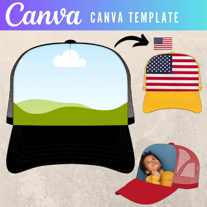 Hat Brim Template SVG | Trucker Hat Template Bundle | Baseball Cap Brim | Canva Hat Template | Cricut Hat SVG | Editable Hat Design