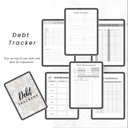 Editable Budget Planner Bundle  / Monthly Tracker / Debt & Savings Tracker / 12-Week Challenge / Rainbow Financial Planner Canva Templates - Savvy Spot Online