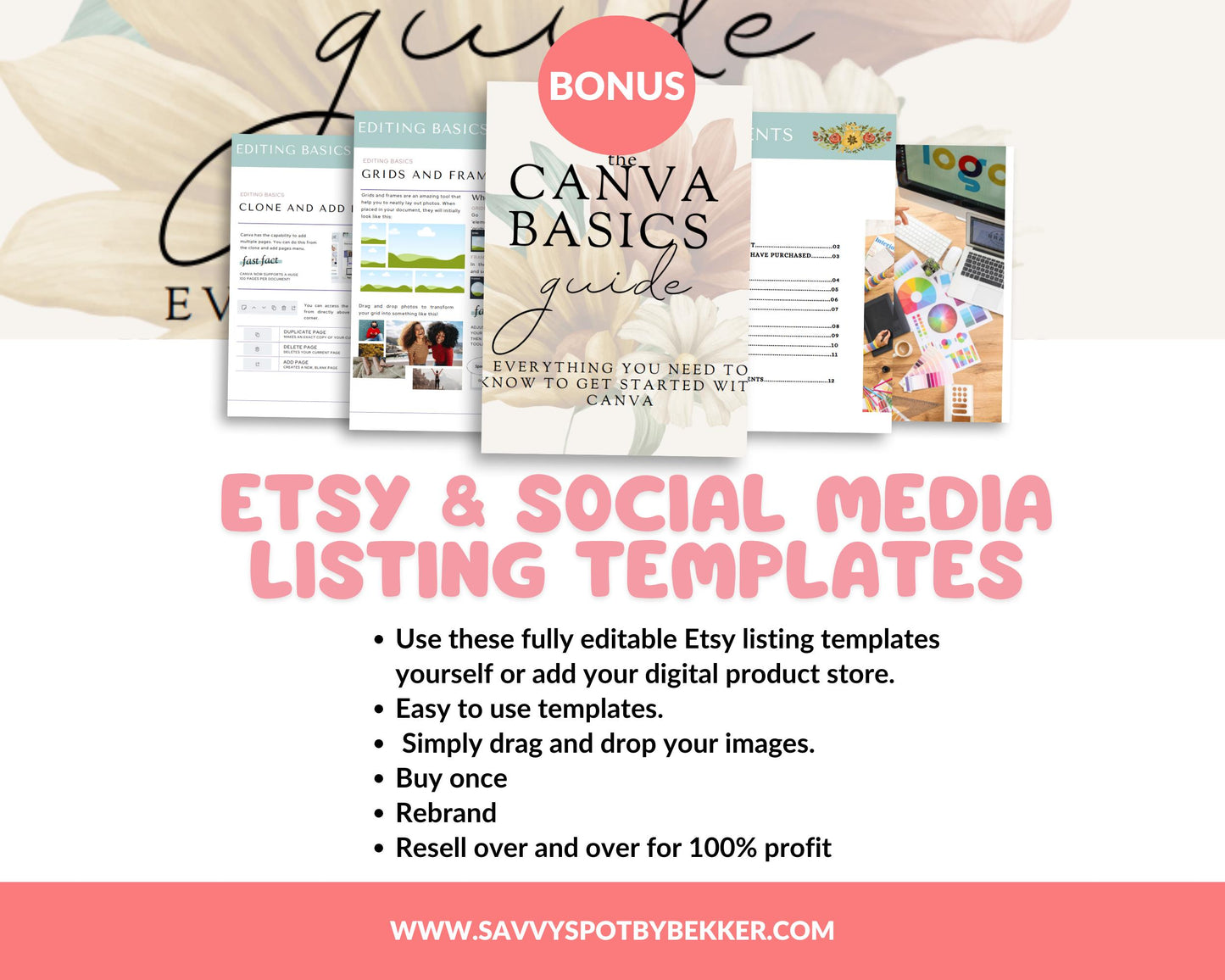 600+ Etsy Listing Canva Mockup Templates | Digital Product Listing Mockups | Editable Canva Templates | Etsy Thumbnails & Bonus Canva Guide