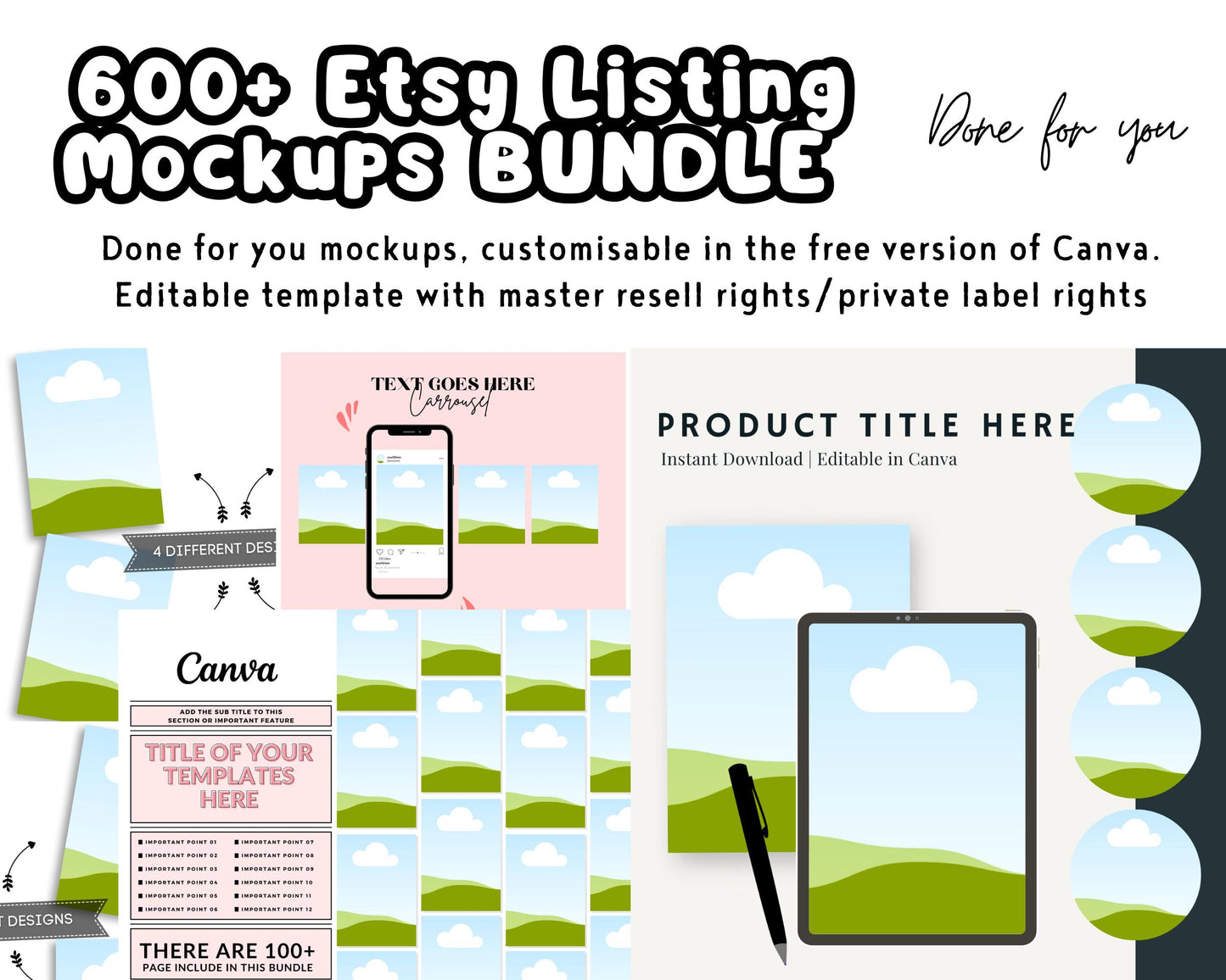 600+ Etsy Listing Canva Mockup Templates | Digital Product Listing Mockups | Editable Canva Templates | Etsy Thumbnails & Bonus Canva Guide