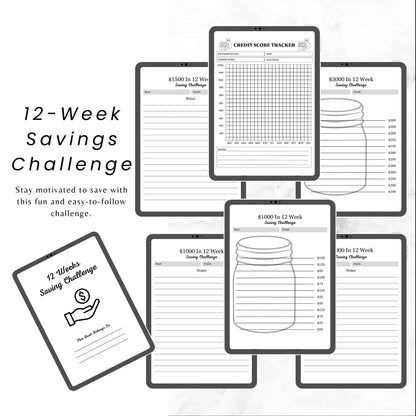 Editable Budget Planner Bundle  / Monthly Tracker / Debt & Savings Tracker / 12-Week Challenge / Rainbow Financial Planner Canva Templates - Savvy Spot Online