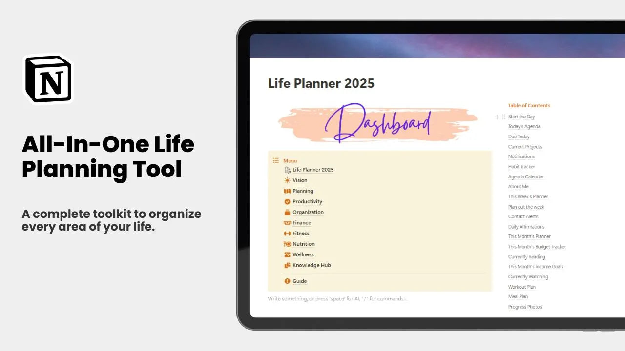 Master Life Planner 2025 | Ultimate Notion Template for Goals, Productivity & Wellness - Savvy Spot Online