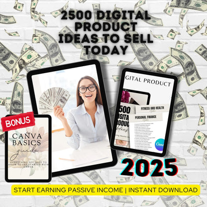 2500 Digital Product Ideas for Passive Income | eBook, Printables, Courses and More | Canva Guide for Etsy Sellers & Creators - Savvy Spot Online