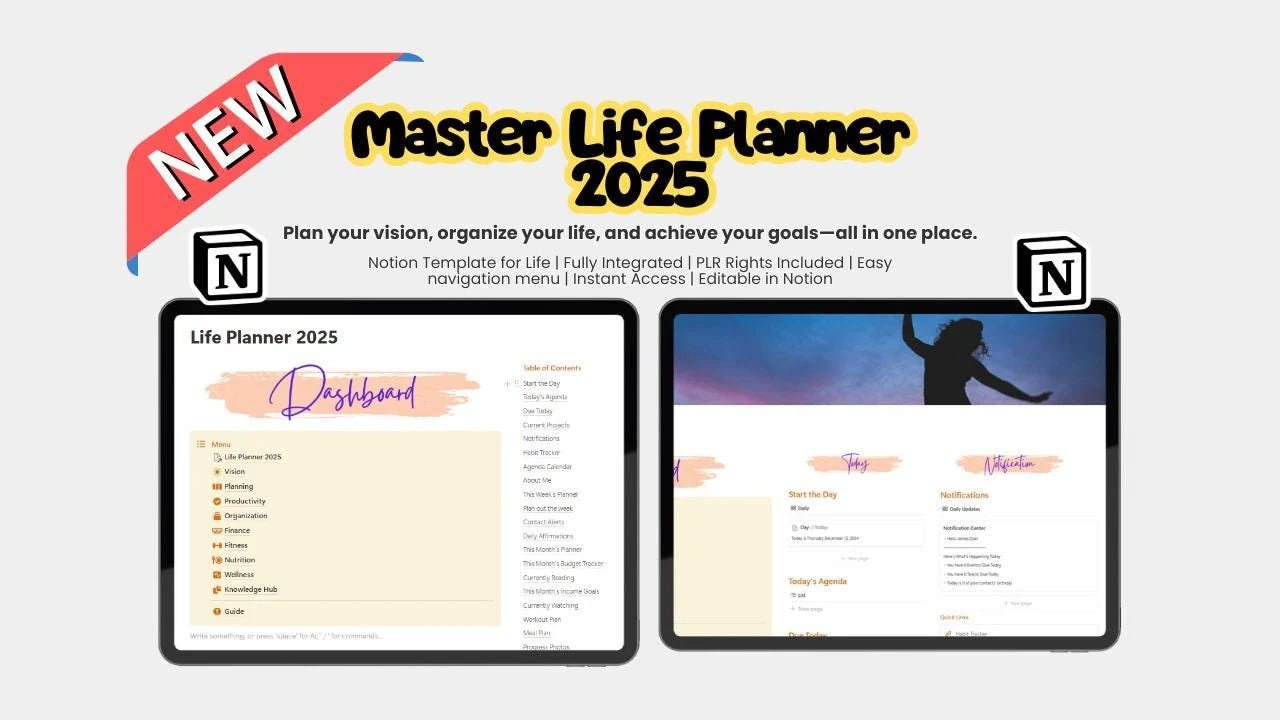Master Life Planner 2025 | Ultimate Notion Template for Goals, Productivity & Wellness - Savvy Spot Online