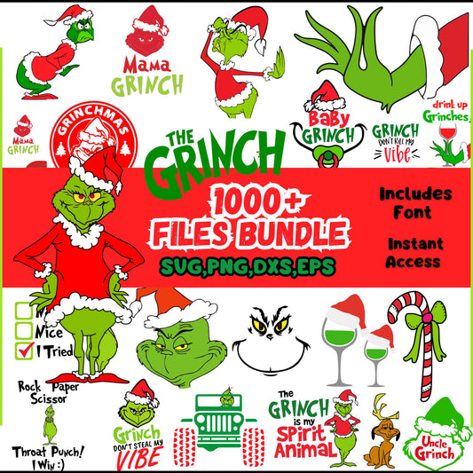 1000+ files Grinch Svg Bundle Layered Item, The Grinch Svg Clipart, Cricut, Vector Cut File, Svg, Png, Dxf, Eps Clip Art 230+ Unique Designs