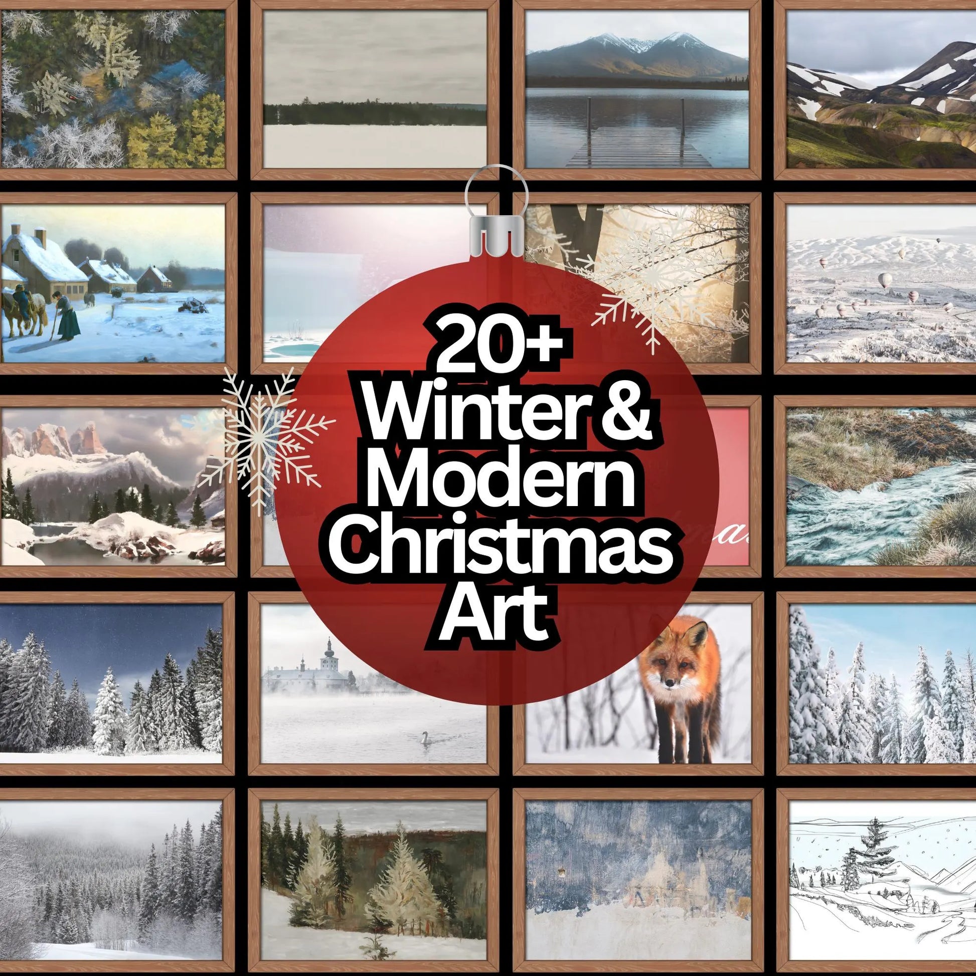 Winter and Modern Christmas TV Frame Art Collection - Holiday Wall Decor - Savvy Spot Online