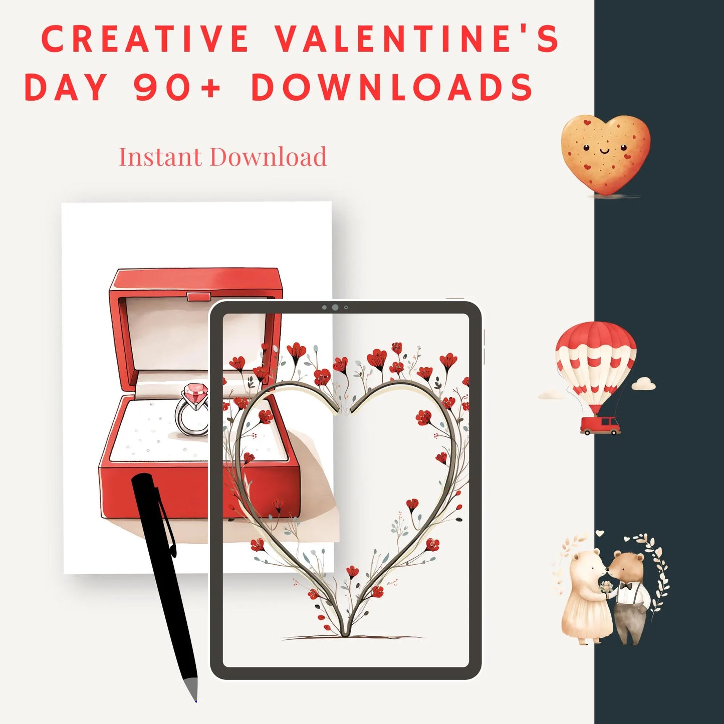 90+ Cute Valentine Bundle – Love Animals, Heart Balloons and love letters  – PNGs for Crafts & Commercial Use – Instant Download - Savvy Spot Online