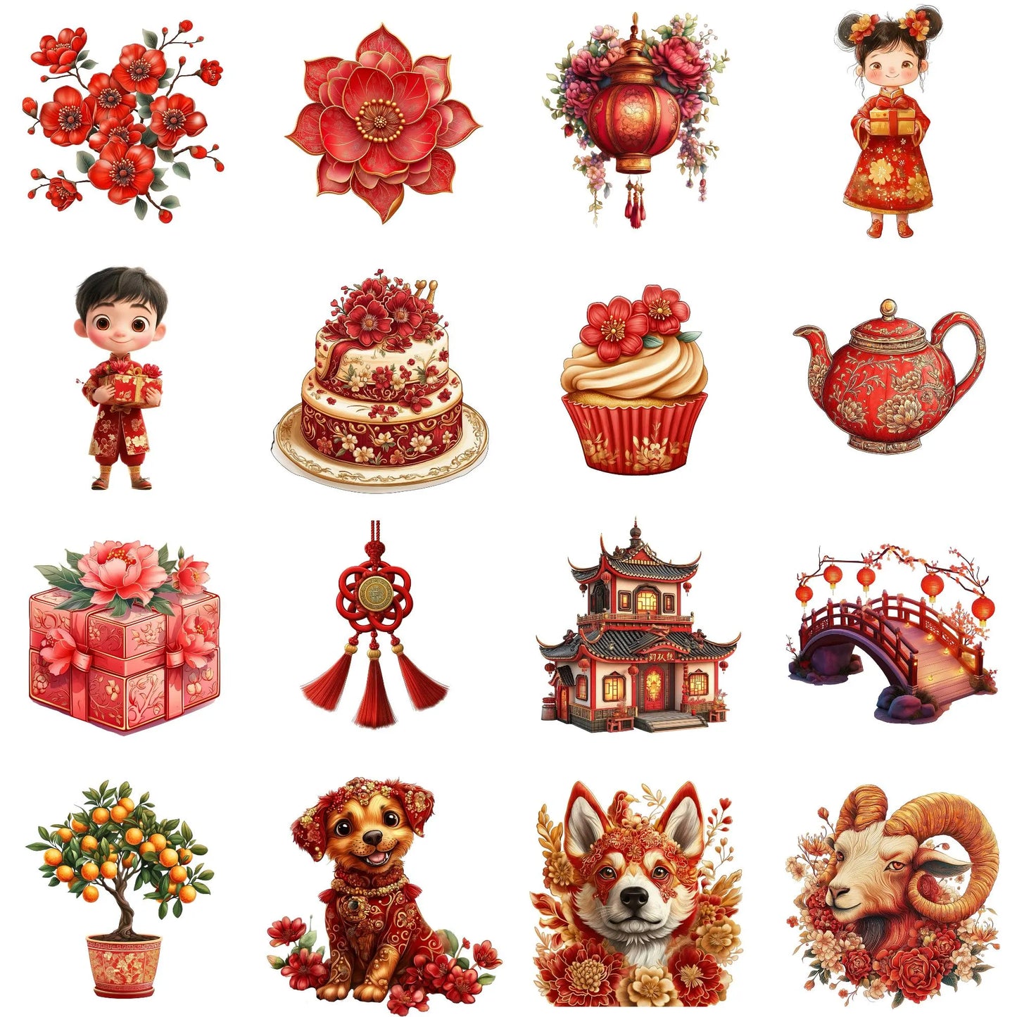 Chinese New Year 2025 SVG & Clip Art Bundle - 130 PNG Files, Lanterns, Dragons, Knots, Digital Download - Savvy Spot Online