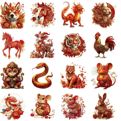 Chinese New Year 2025 SVG & Clip Art Bundle - 130 PNG Files, Lanterns, Dragons, Knots, Digital Download - Savvy Spot Online