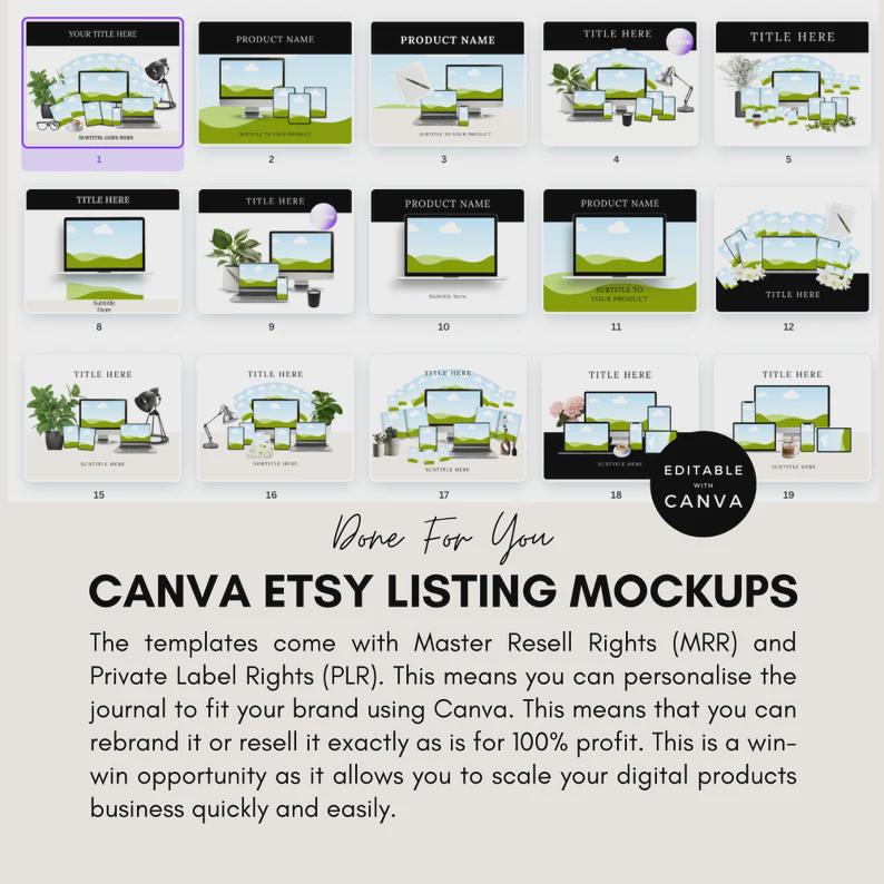 600+ Etsy Listing Canva Mockup Templates | Digital Product Listing Mockups | Editable Canva Templates | Etsy Thumbnails & Bonus Canva Guide