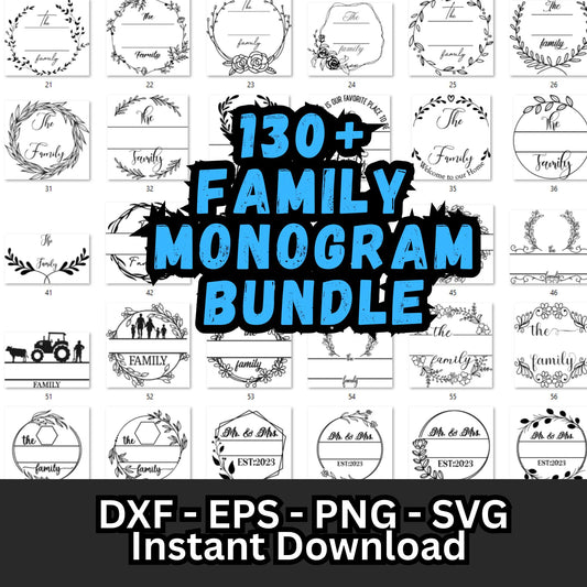 130 Family Monogram SVG Bundle | Last Name Sign SVG | Split Monogram Letters | Wedding Cutting Board SVG,png,dxf,eps | Cricut Silhouette
