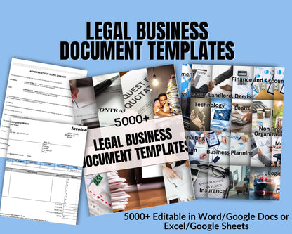 5000+ Business Legal Document Templates - Comprehensive Collection for Technology, Real Estate, Finance, Marketing, Healthcare & More!