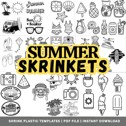 Summer Shrinkets - Shrink Plastic Templates (PDF Instant Download)
