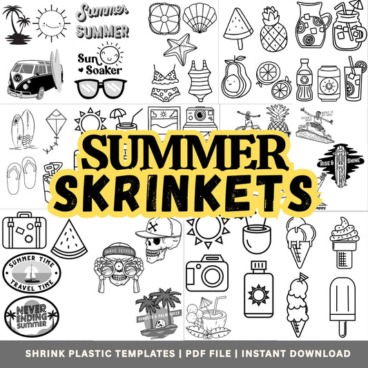Summer Shrinkets - Shrink Plastic Templates (PDF Instant Download)