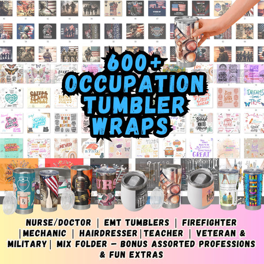 590+ Occupation Tumbler Wrap PNG Bundle | Profession Digital Sublimation Designs for Tumblers | Instant Download