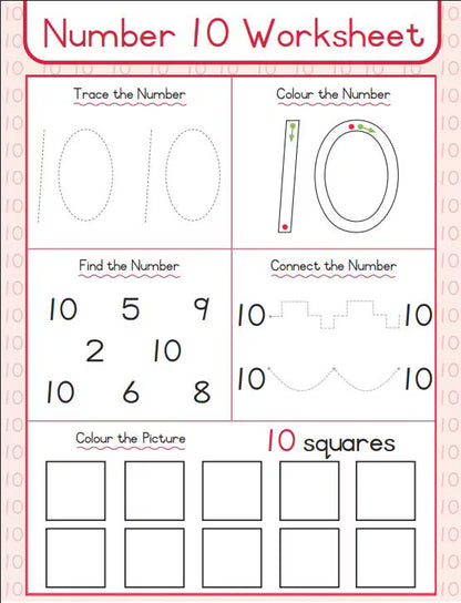 Preschool Numbers 1-10 Worksheet Pack | Printable Tracing and Counting for Toddlers & Kids | Early Learning Math | Homeschool Resource