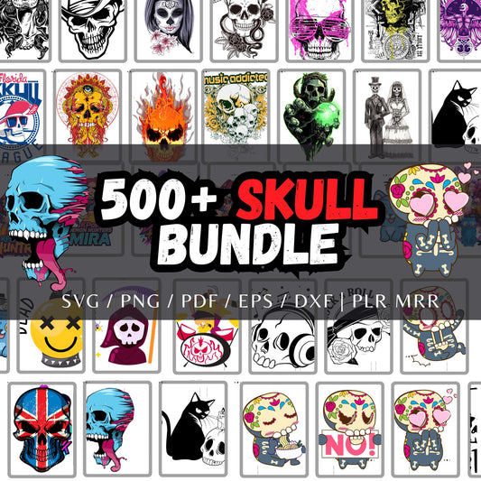 500+ Skull Bundle – SVG png eps dxf pdf | plr mrr