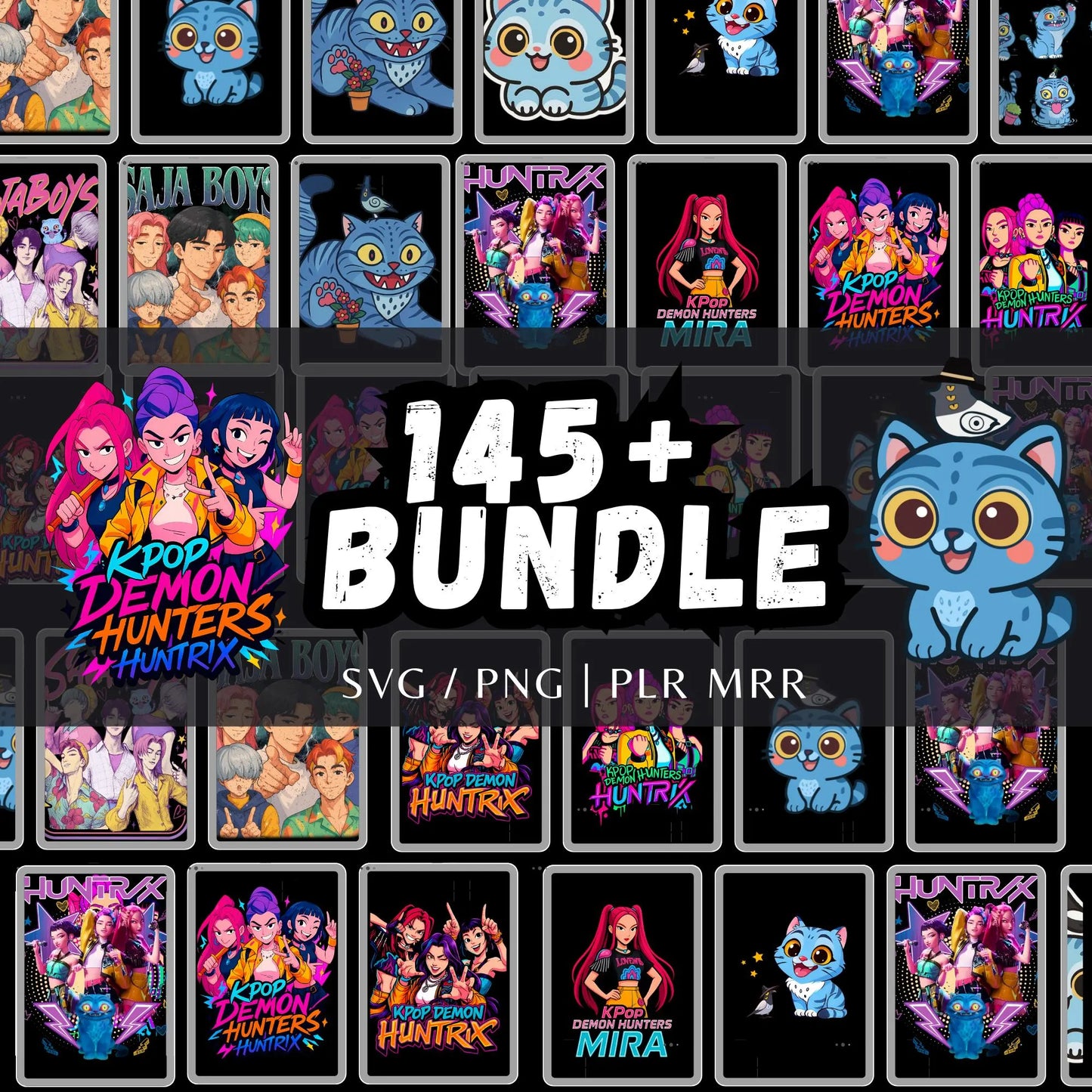 Huntrix SVG PNG Digital Download, Kpop Demon Hunters Cut Files, Instant Download for Crafts and Design Projects