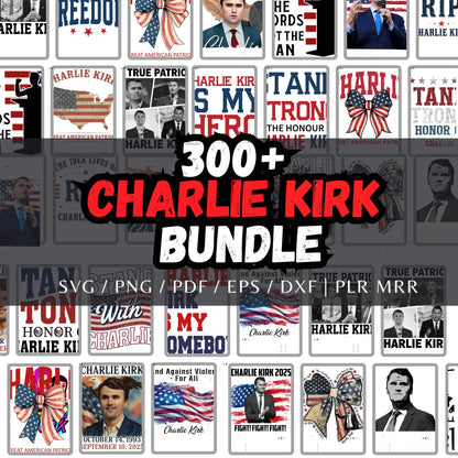 Charlie Kirk SVG PNG Bundle: Freedom, Justice, Human Rights (Digital Files)