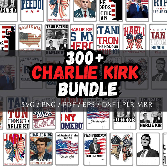 Charlie Kirk SVG PNG Bundle: Freedom, Justice, Human Rights (Digital Files)