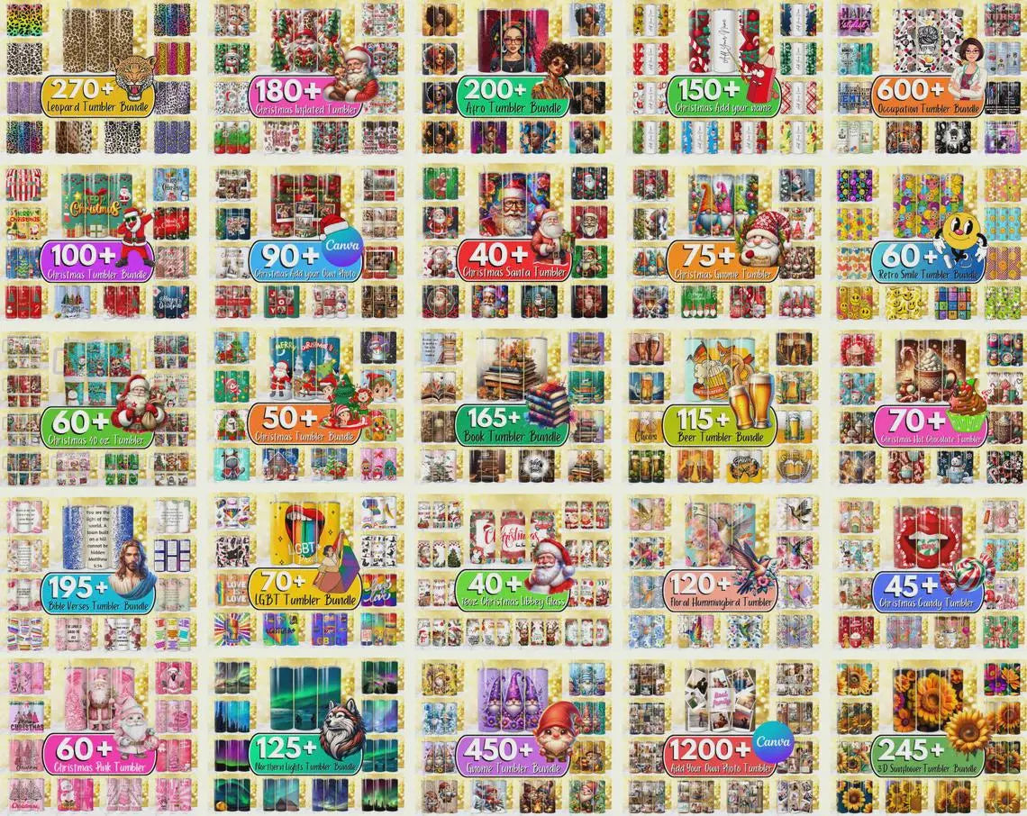 27,500+ Mega Tumbler Wrap Bundle: Christian, Teacher, Glitter, Patriotic (PNG Digital Download)