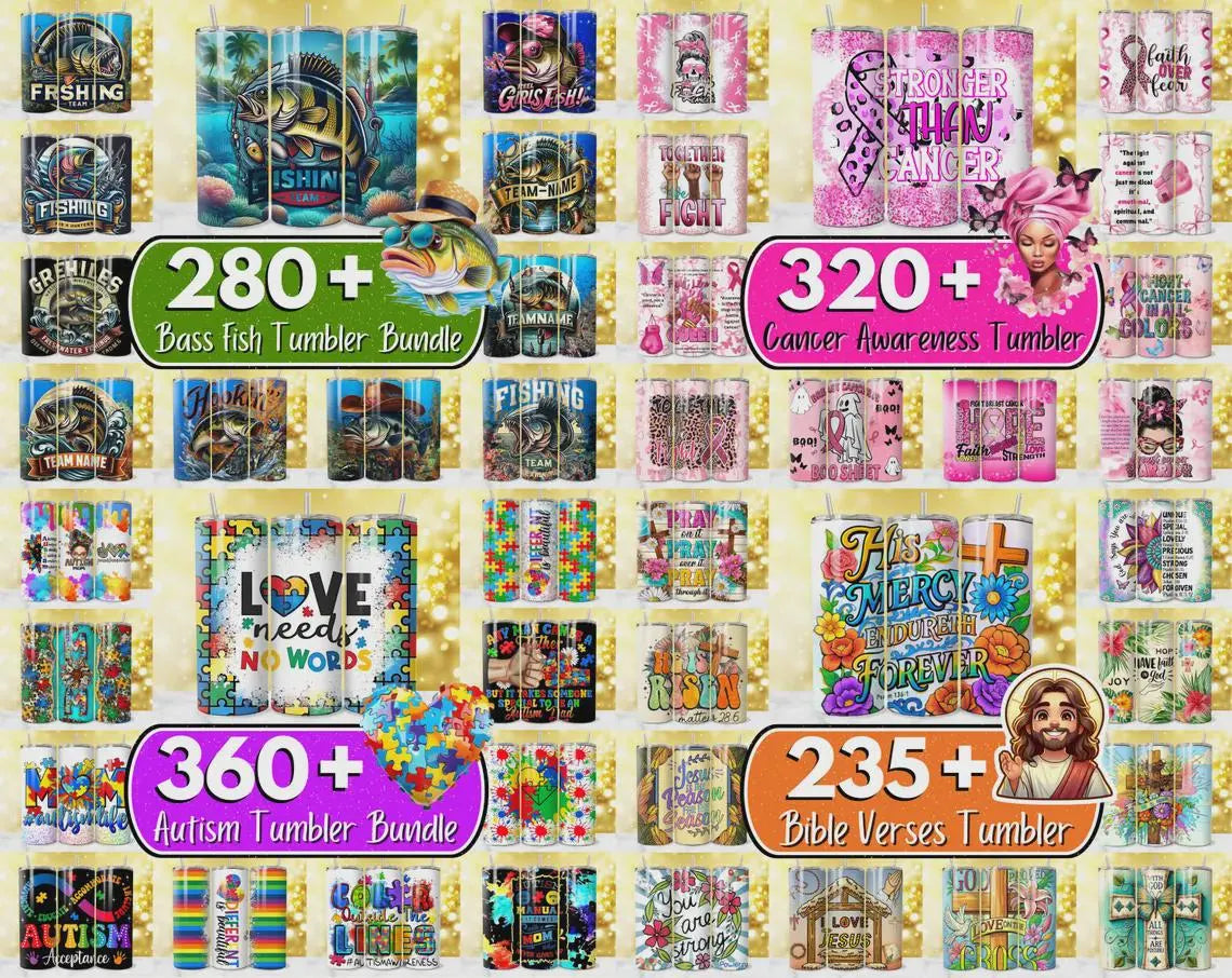 27,500+ Mega Tumbler Wrap Bundle: Christian, Teacher, Glitter, Patriotic (PNG Digital Download)