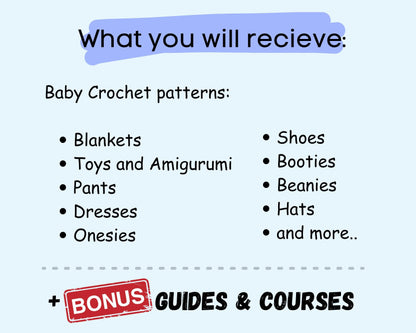 62+ Baby Crochet Patterns: Blankets, Toys, Clothes (PDF Pattern)