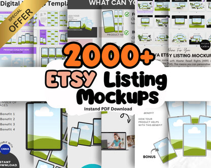 Etsy Listing Mockup Templates: 600+ Canva Editable Designs (Digital Download