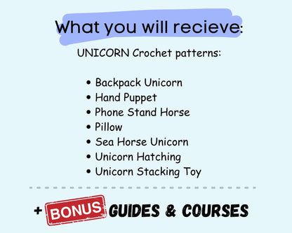 7 Unicorn Crochet Patterns: Backpacks, Toys & More (PDF Pattern)