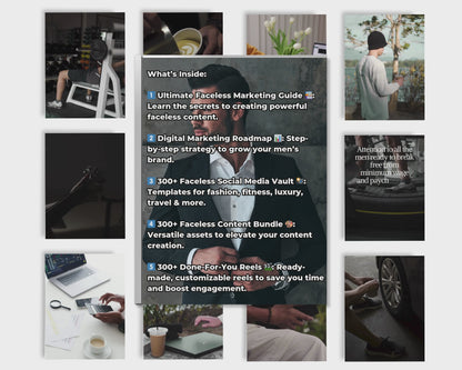 Ultimate Men’s Marketing Bundle: Faceless Content for Every Platform!