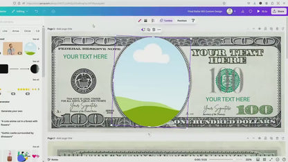 Custom Dollar Bill Template Bundle – 1, 2, 5, 10, 20, 50, 100, 500, 1000 – Editable Face on Money – Canva Printable Download