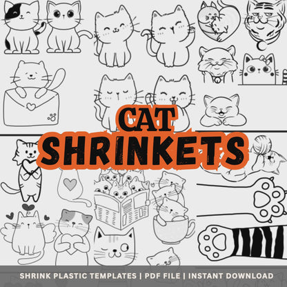 Cat Shrinkets – Shrink Plastic Templates (PDF Instant Download)