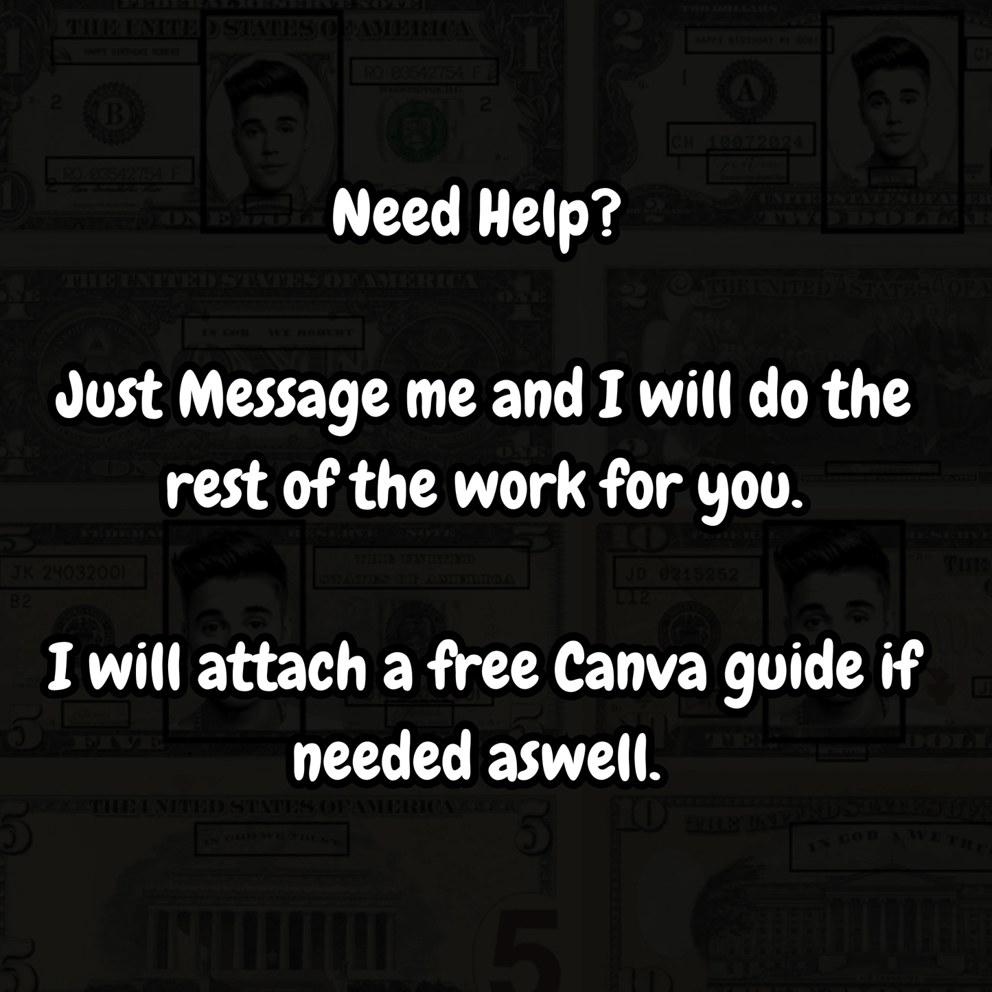 Birthday dollar bill printable template available in $1 $2 $5 $10 $20 $50 $100 and $500 designs