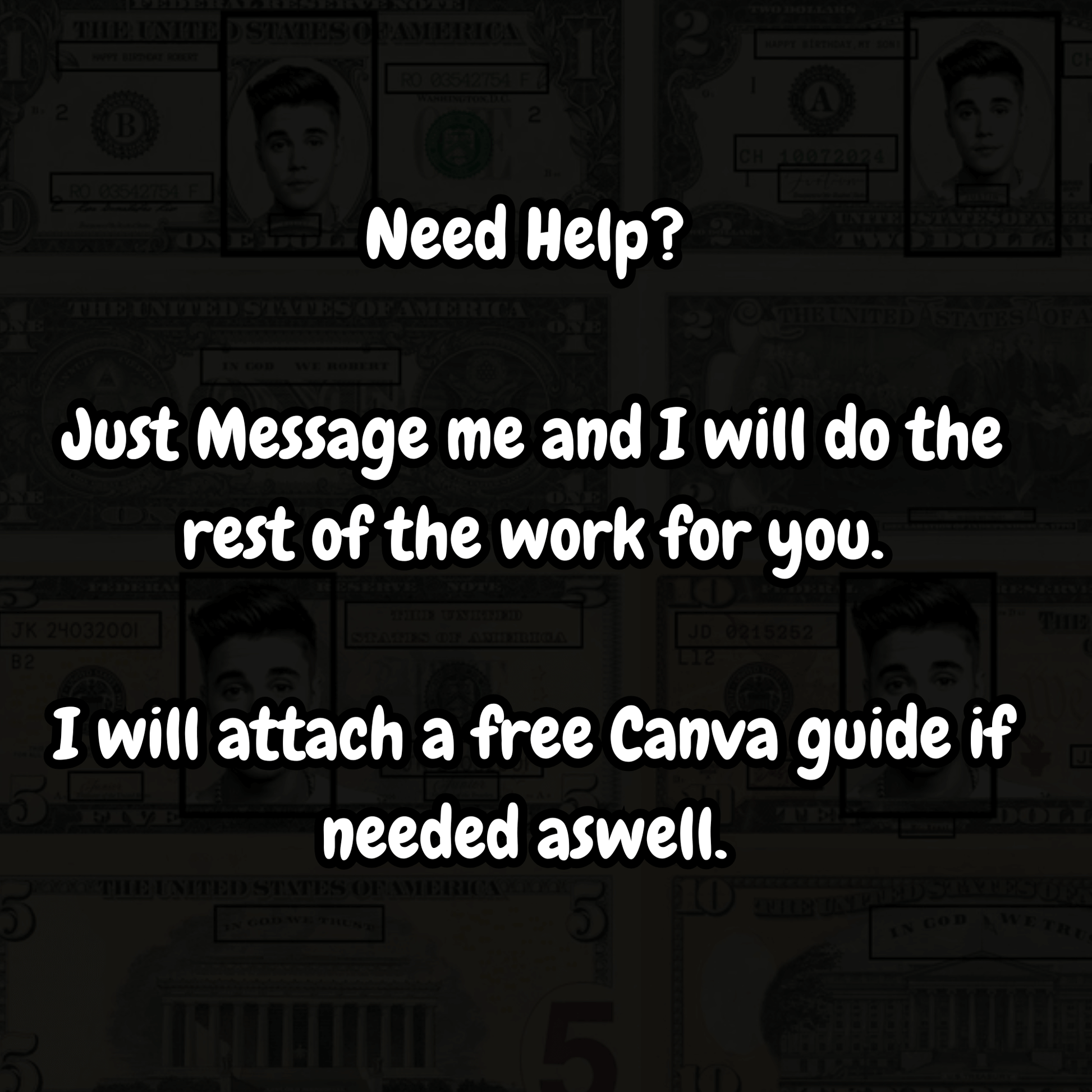 Birthday dollar bill printable template available in $1 $2 $5 $10 $20 $50 $100 and $500 designs