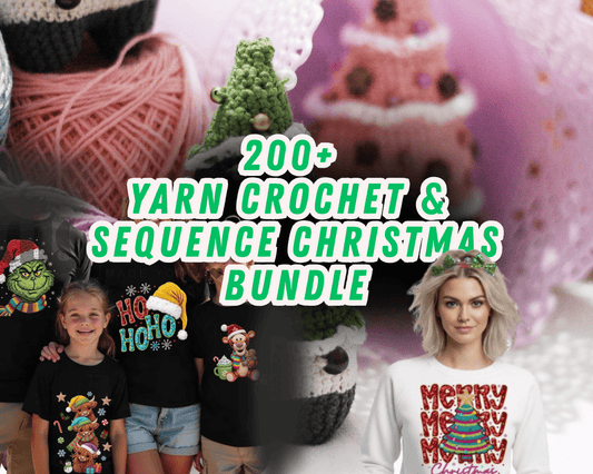 Christmas Crochet PNG Bundle | 200+ Yarn Graphics (Digital Download)