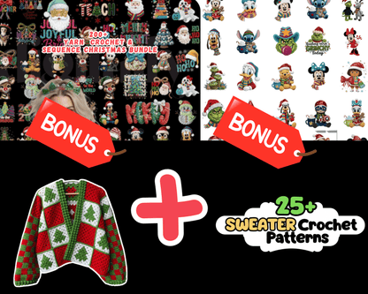 Christmas Crochet PNG Bundle | 200+ Yarn Graphics (Digital Download)